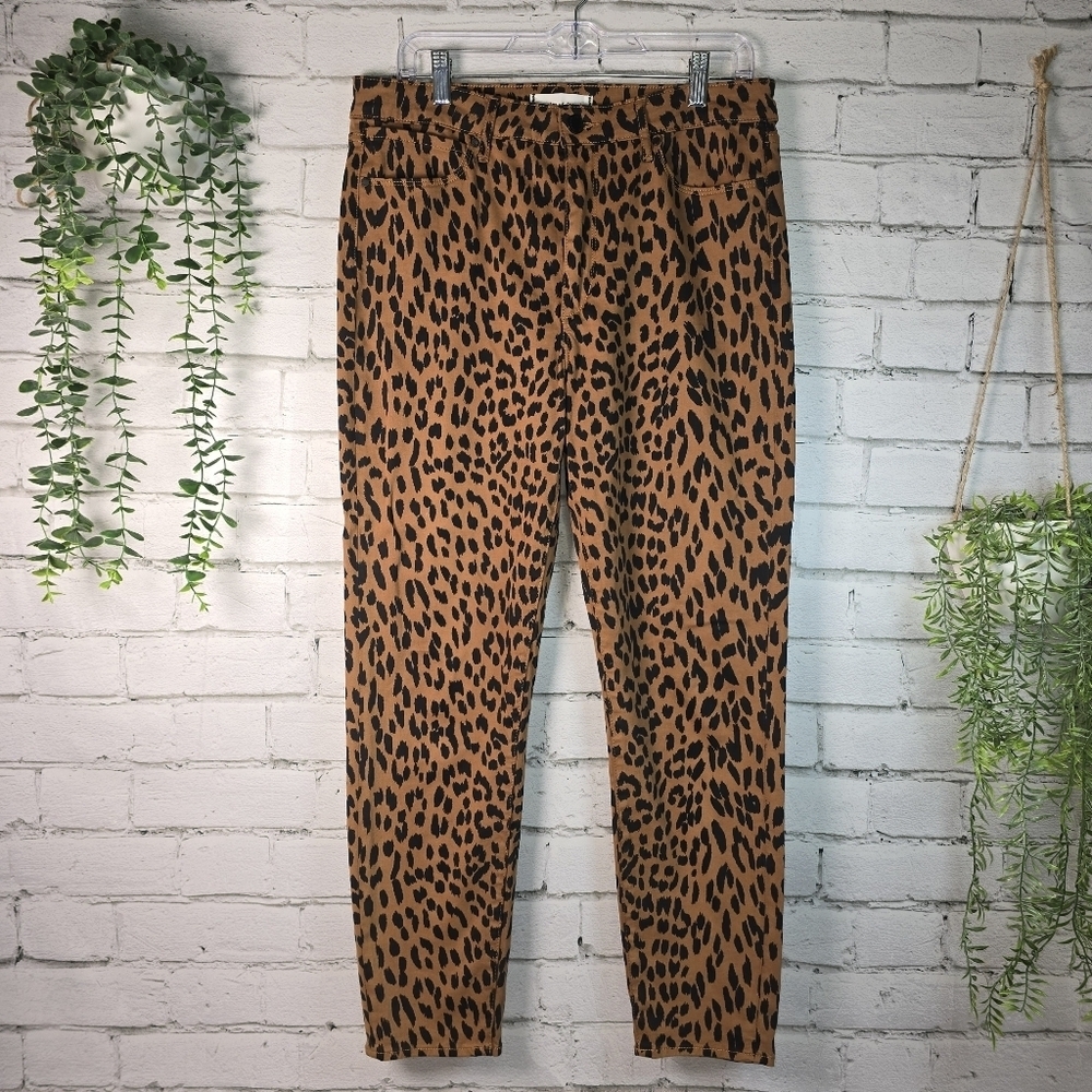 Articles Of Society Trendy Black Tan Leopard Print Straight Stretch Womens 31